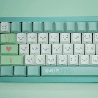 YMDK Emotional Era Theme Keycaps Full Set 139 Keys Sidelit Cherry Profile PBT Dye Sub Keycap for MX Mechanical Keyboard