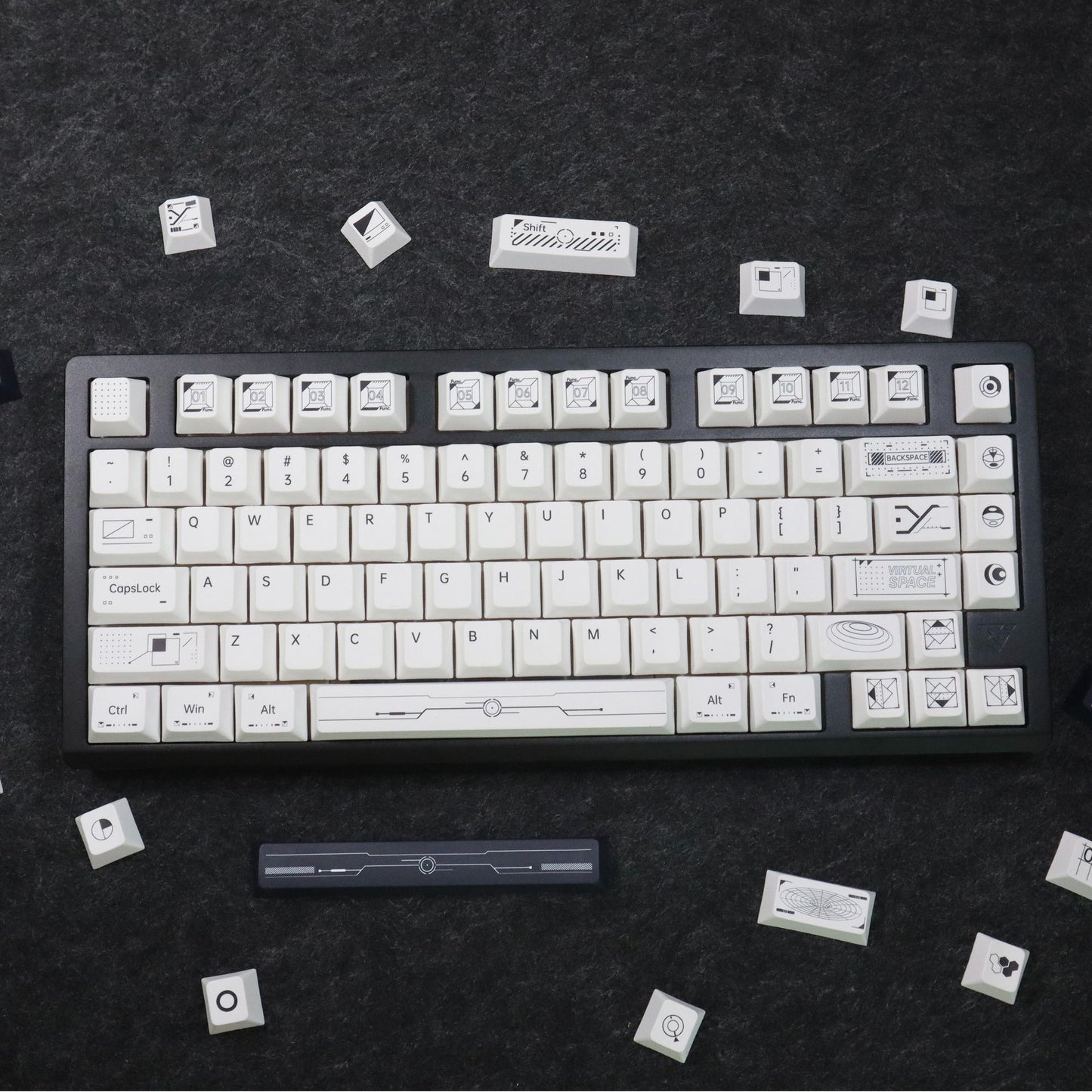 YMDK 139 keys Virtual Space Theme Keycaps PBT Dye Sub Cherry Profile Custom Keycap for 61/68/75/87/98/104/108 MX Mechanical Keyboard