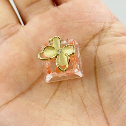 YMDK Butterfly Personality Keycaps Butterfly Rotatable Unzip Flowers Transparent Resin Keycaps for Mechanical Keyboard