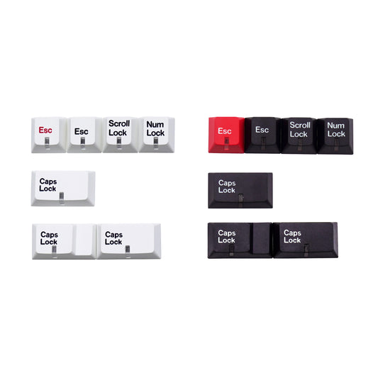 YMDK 7 Keys Cherry Profile Indicator Lamp Cap White Black Caps Lock/Num/Esc PBT Dye Sub Top Print Keycaps for MX Mechanical Keyboard