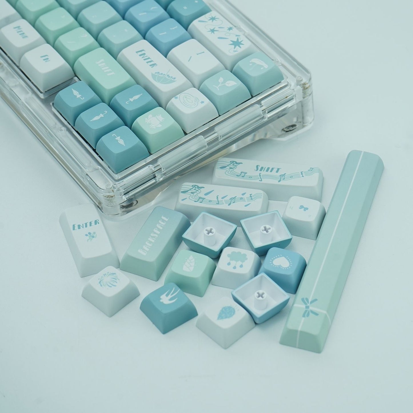 YMDK The Gift of Rain Theme Keycaps Full Set 127 Keys XDA Profile PBT Dye Sub Keycap for MX Mechanical Keyboard