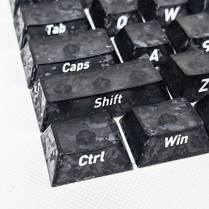 YMDK Carbon Fiber Texture 119 Key Side Printed Shine Through Keycaps for 61/64/68/84/87/96/108-Key MX Mechanical Keyboards
