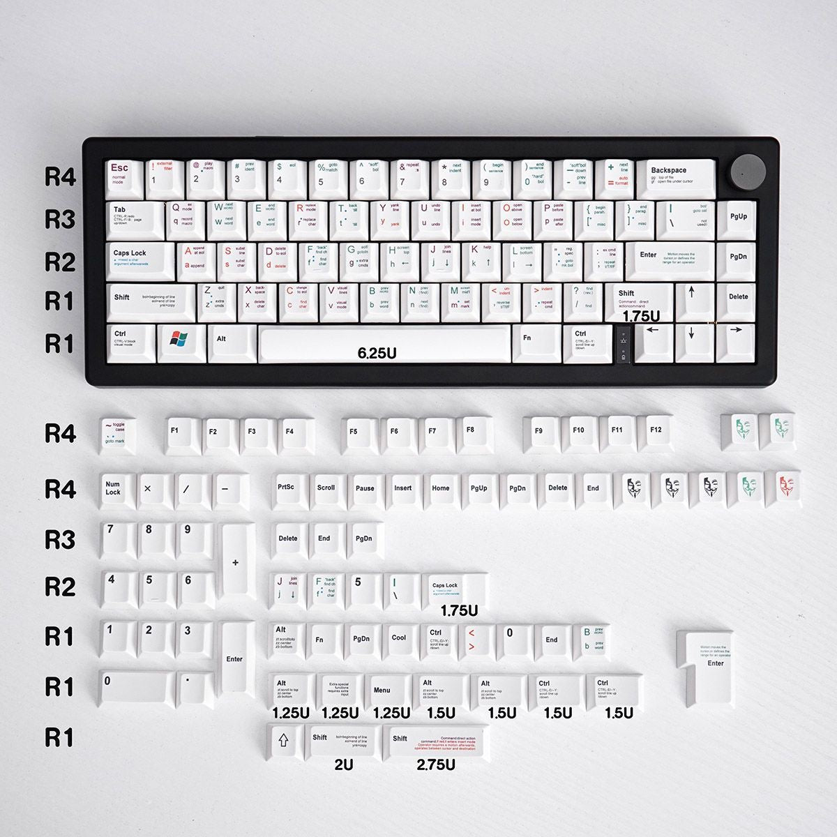 YMDK White Programmer Keycaps Full Set 139 Keys PBT Dye Sub Cherry Profile Keycaps Creative Novel Interesting Keycaps for 64/68/75 MX Key Mechanical Keyboard