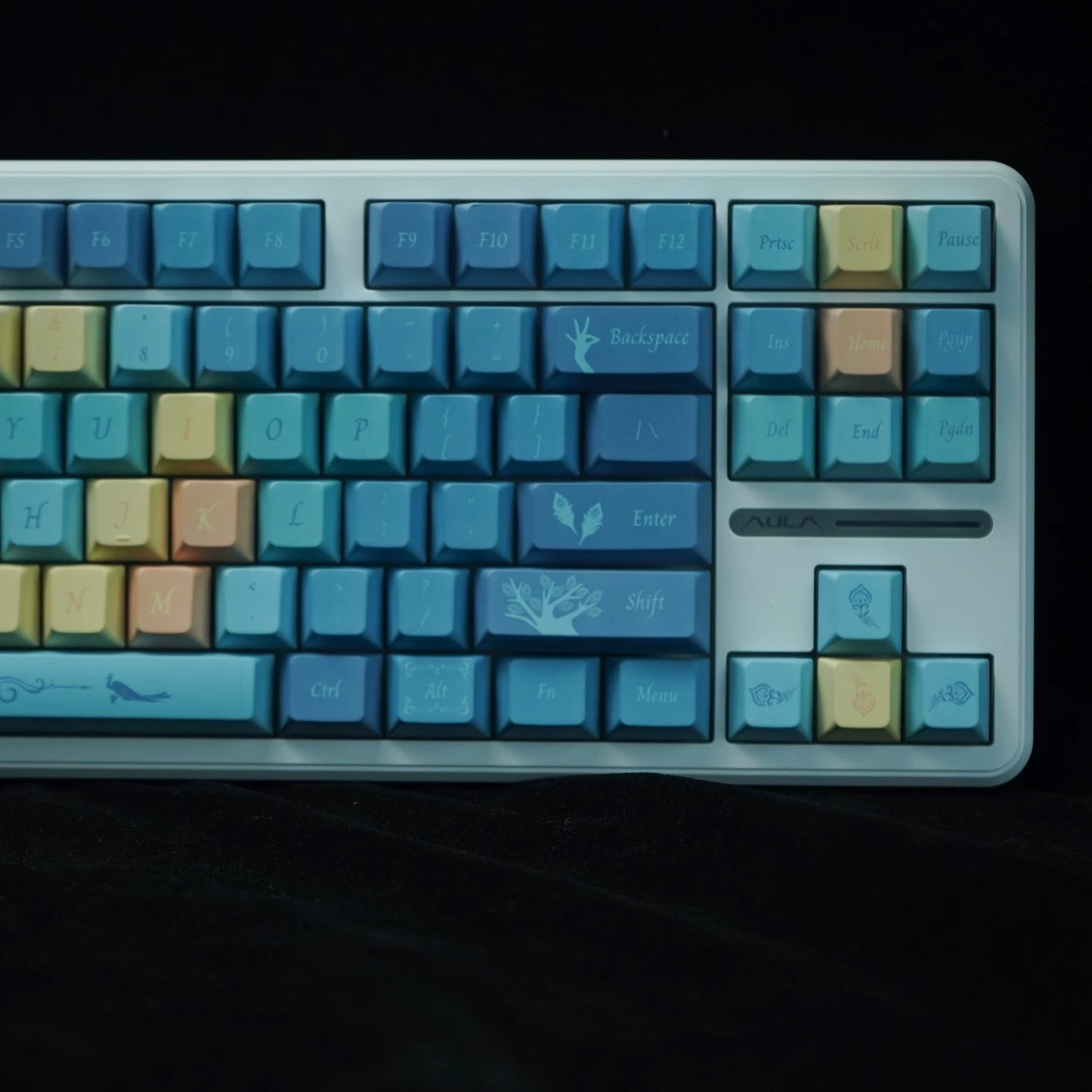 YMDK Skylark Seeking Feathers Theme Keycaps Full Set 129 Keys Cherry Profile PBT Dye Sub Keycap for MX Mechanical Keyboard