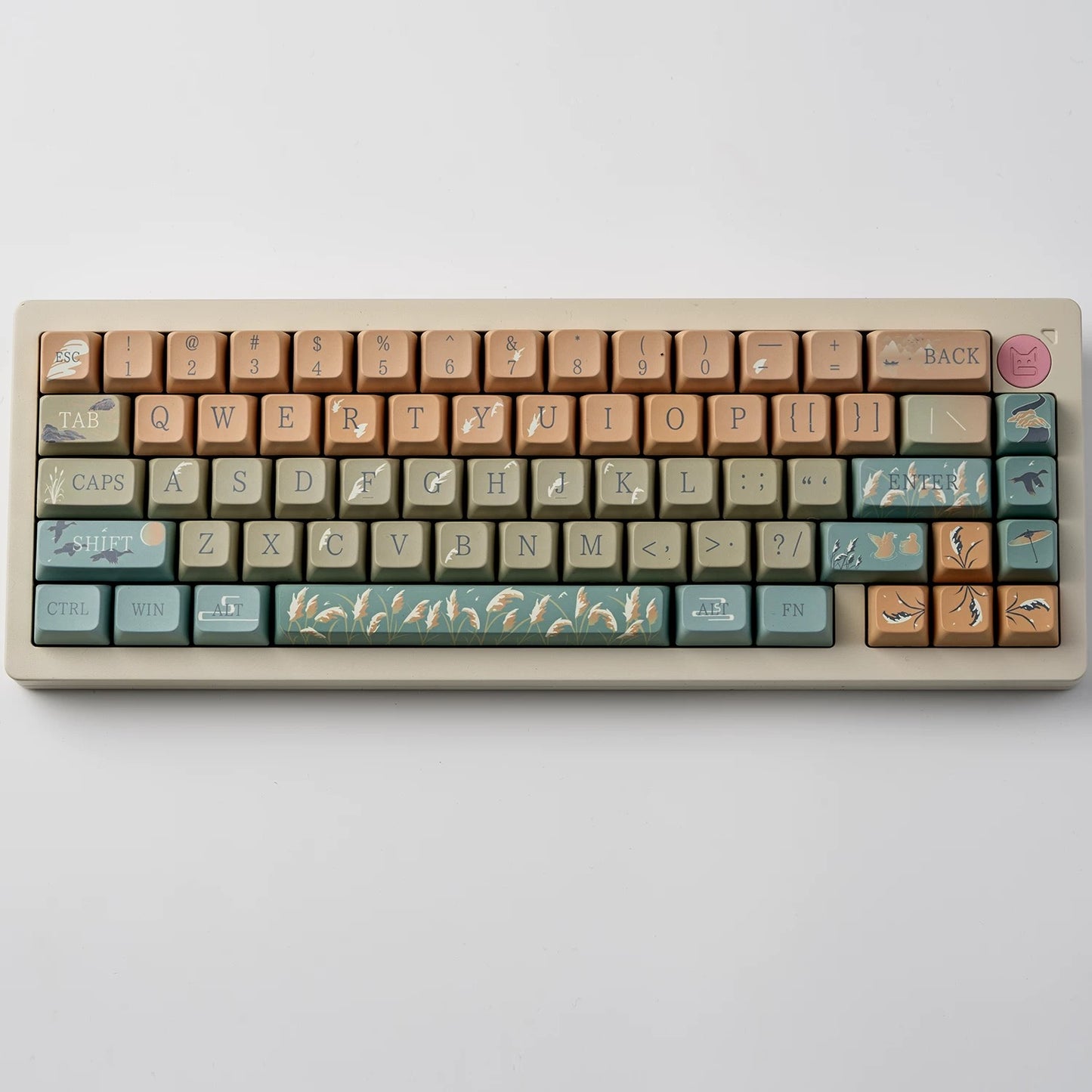 YMDK Reeds Drifting Theme Keycaps Full Set 126 Keys MDA Profile PBT Dye Sub Keycap for MX Mechanical Keyboard