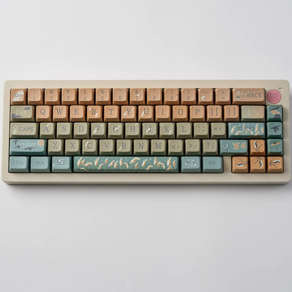 YMDK Reeds Drifting Theme Keycaps Full Set 126 Keys MDA Profile PBT Dye Sub Keycap for MX Mechanical Keyboard