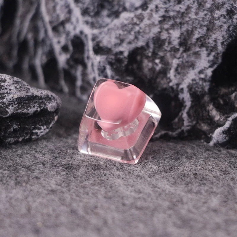 YMDK Love Translucent Personality keycaps Cute Novel Handmade Resin Keycaps for MX Mechanical Keyboard