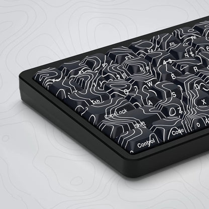 YMDK 131 Blcak Contour Lines Low Profile PBT Double Shot Keycaps for MX Mechanical Keyboards