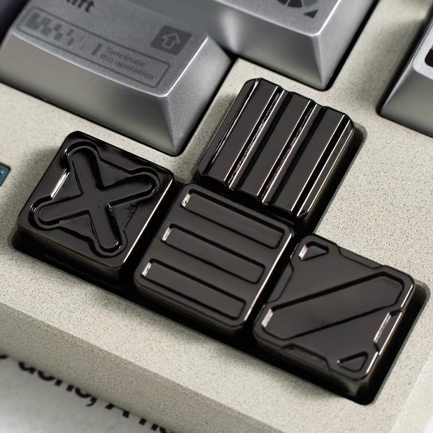 YMDK Metal Custom Keycap, Black‑White Gloss & Matte Finish, Nuclear Cube Artisan Keycap for Custom Mechanical Keyboard