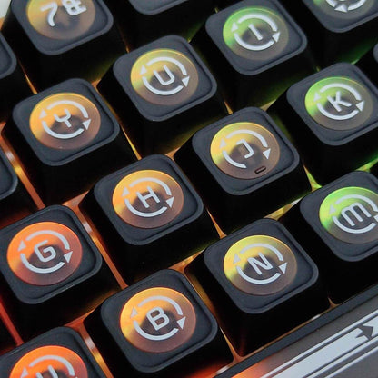 YMDK 136 Keys Cat's Eye Stone White and Purple Double Spelling Keycaps Translucent Cherry Profile for 61/68/87/98/104/108 MX Mechanical Keyboard