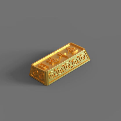 YMDK 1pcs Esc 1u Enter 2.25u Backspace 2u Gold Fortune Themed Personalized Electroplated Zinc Alloy Keycap for MX Mechanical Keyboard