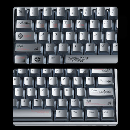 YMDK 126 keys Key of Time Theme Cherry Profile Metal Texture Keycaps Five-sided Dye Sub UV Print Keycap for 61/68/75/87/96/100/104/108 MX Mechanical Keyboard