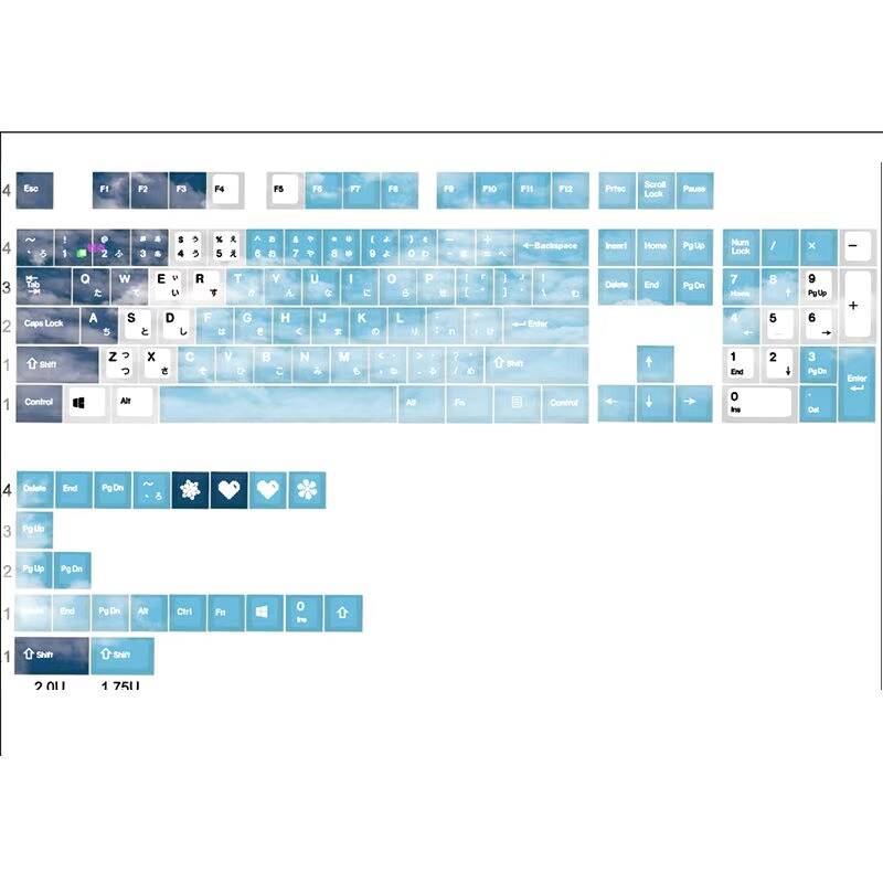 YMDK Snow Girl Clear Sky Theme Keycap Full Set 130 Keys Japanese PBT Cherry Profile Dye Sub Keycap for MX Mechanical Keyboard