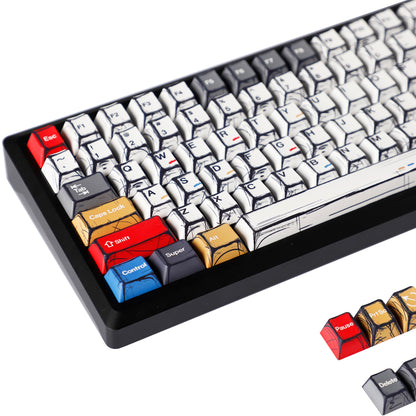 YMDK Comic Style Complete Full Set 136 Keys  Keycaps Mixed Light Keycap Creative Interesting PBT Cherry Profile Dye Sub for MX Mechanical Keyboard