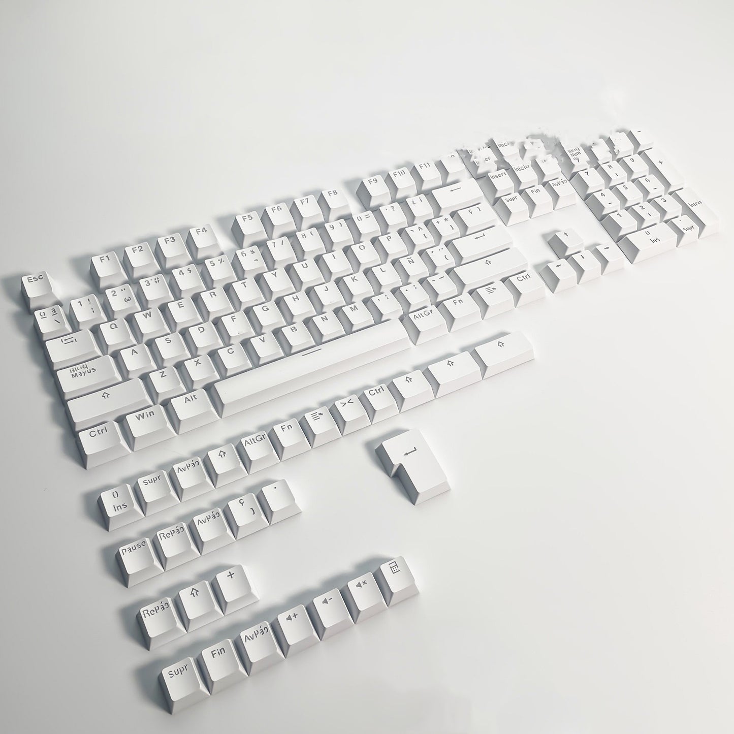 YMDK Minimalist Solid Color Backlit Spain Full Set 132 Key Double Shot OEM Profile for 68/75/87/98/104/108 MX Mechanical Keyboard