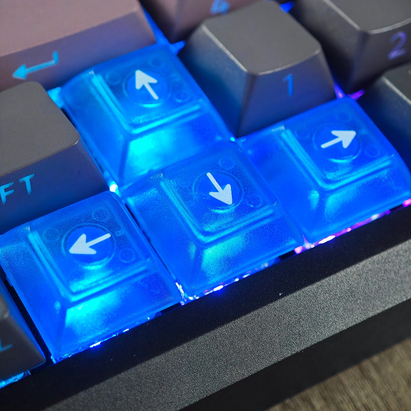 YMDK UV Print DSA WASD Arrow ESC Keycap 1.25mm ABS Transparent For MX Switches Keyboard