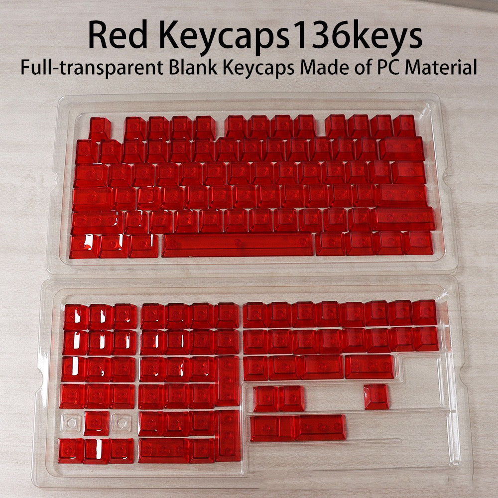 YMDK 136 Keys Full Transparent PC Crystal Ice RGB Blank Keycaps, Cherry Profile for 61/68/84/104/108 MX Mechanical Keyboard