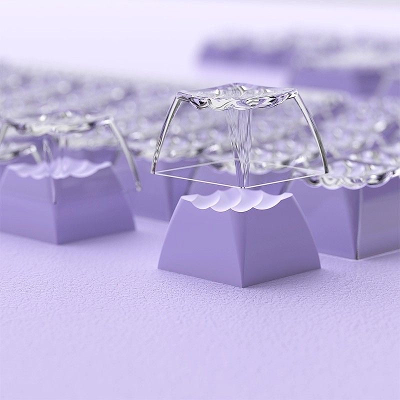 YMDK Demon Wave Blue, White, Pink, Purple Keycaps OEM Side-Printed 136 Key PC Shine Through for 61/64/68/84/87/96/108 Mechanical Keyboards