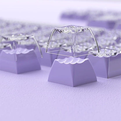 YMDK Demon Wave Blue, White, Pink, Purple Keycaps OEM Side-Printed 136 Key PC Shine Through for 61/64/68/84/87/96/108 Mechanical Keyboards