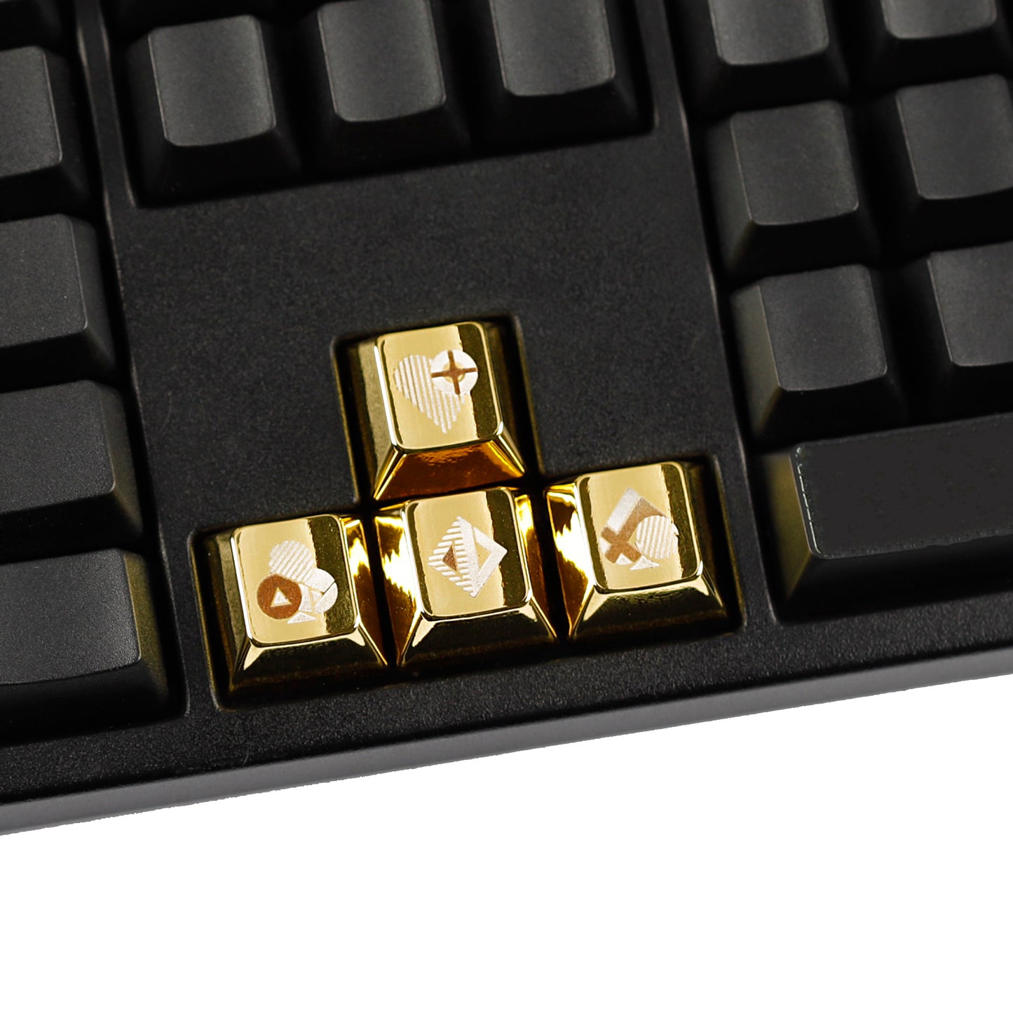 YMDK Metal Gold Playing Card Themed Cool Poker Unique Arrow Keys Enter 2.25u Personalized Cherry Keycaps for MX Mechanical Keyboards