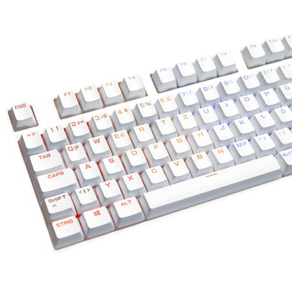 YMDK 105 Keys Swedish Backlit Black White OEM Profile ABS Spray-painted Keycaps for MX Mechanical Keyboards DIY Laser Engraving