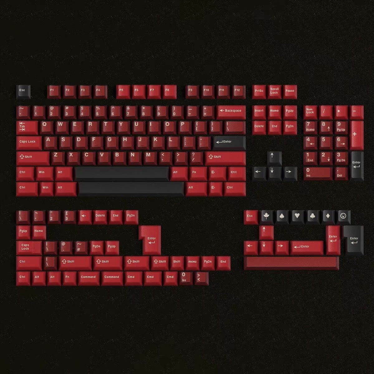 YMDK 164 Keys Red Wine Theme Shine ThroughCherry Profile Double Shot PBT+PC Keycap UV Print for MX 61/64/68/84/87/100/104/108 MX Mechanical Keyboard