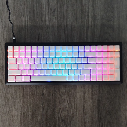 YMDK White Side-lit Shine Through Backlit 141 Keycap For South RGB Mechanical Keyboard（Cherry Profile PBT Double Shot）