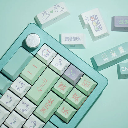 YMDK Emotional Era Theme Keycaps Full Set 139 Keys Sidelit Cherry Profile PBT Dye Sub Keycap for MX Mechanical Keyboard