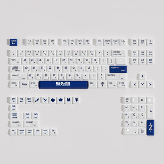 YMDK Legend Theme 125 Keys Blue and Green PBT Dye Sublimation Cherry Profile for Mechanical keyboard