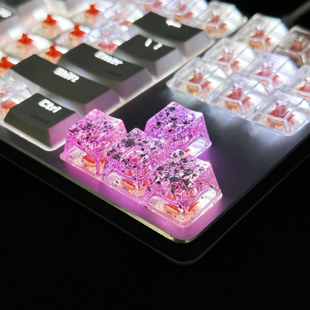 YMDK Translucent Shell Paper Personalized Keycaps Cool Shiny Novel Creative Key Caps Resin Keycap for MX Mechanical Keyboard