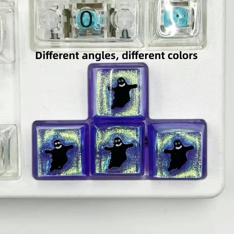 YMDK Halloween Pumpkin Bats Spiders Ghosts Personalized Keycap Graffiti Color Change Creative Key Cap Resin for Mechanical Keyboard