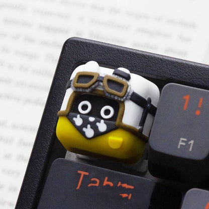 YMDK Rabbit Shark Personalized Keycaps Cute Cartoon Novel Homemade Resin Art Keycaps for MX Mechanical Keyboard