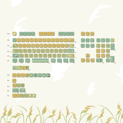 YMDK Reeds Drifting Theme Keycaps Full Set 126 Keys MDA Profile PBT Dye Sub Keycap for MX Mechanical Keyboard