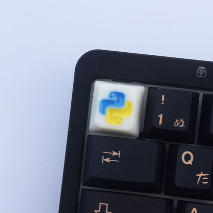 YMDK Python Icon Key Cap Personalized Keycap Resin 3D Print Hand Painted for Mechanical Keyboard