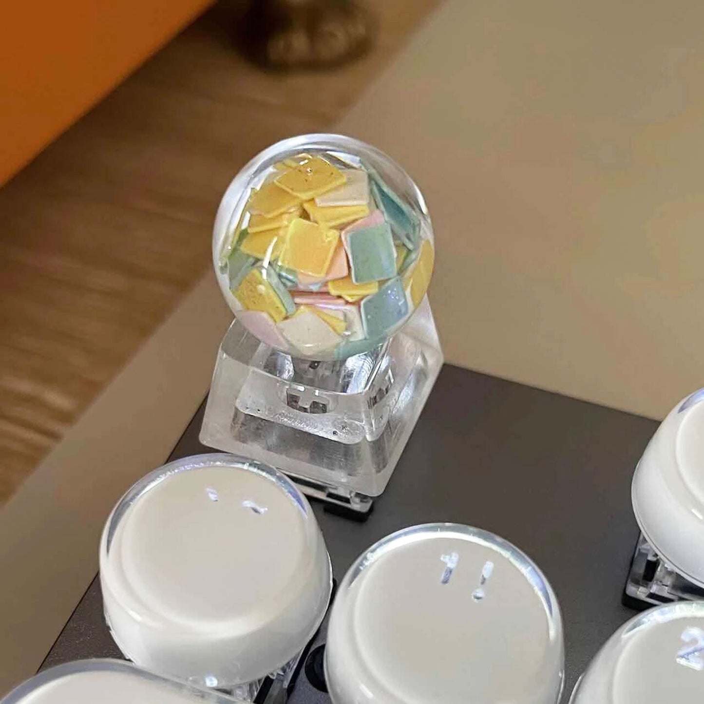 YMDK Crystal Ball Personalized Keycap Cute Resin OEM Profile R4 Transparent for Mechanical Keyboard