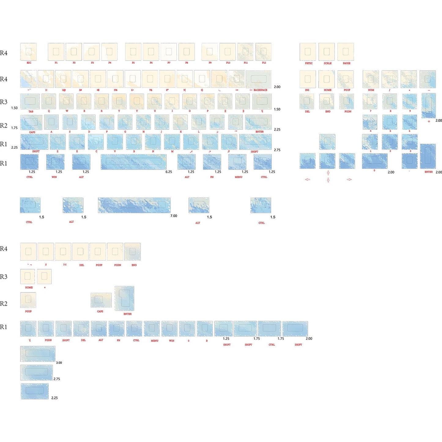 YMDK Green Water Theme Keycaps Full Set 137 Keys Sidelit Cherry Profile PBT Dye Sub Keycap for MX Mechanical Keyboard