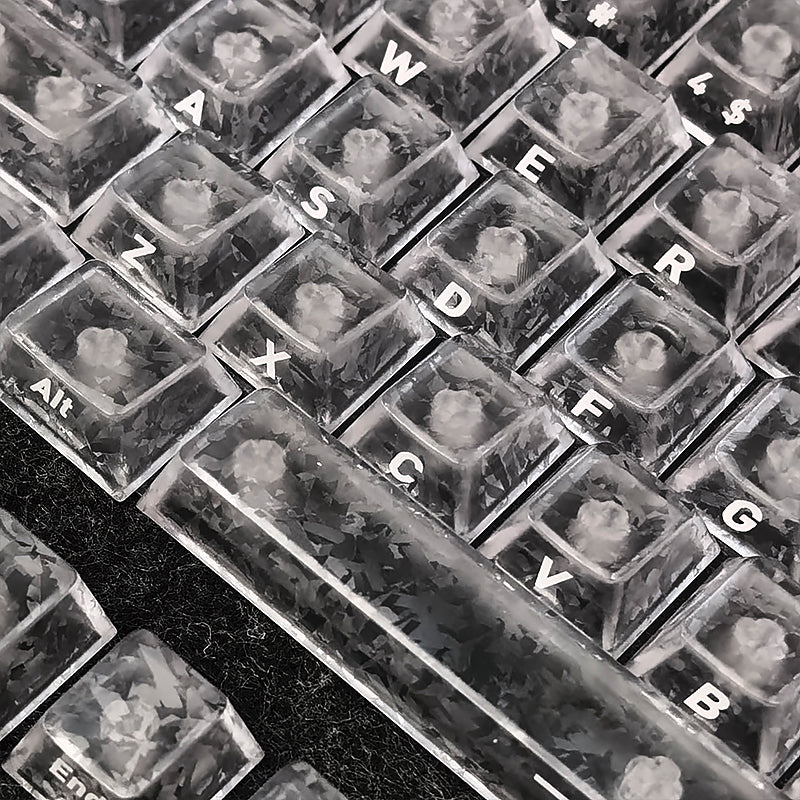 YMDK Carbon Fiber Texture 119 Key Side Printed Shine Through Keycaps for 61/64/68/84/87/96/108-Key MX Mechanical Keyboards