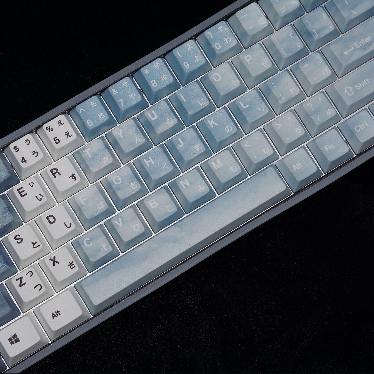 YMDK Snow Girl Clear Sky Theme Keycap Full Set 130 Keys Japanese PBT Cherry Profile Dye Sub Keycap for MX Mechanical Keyboard