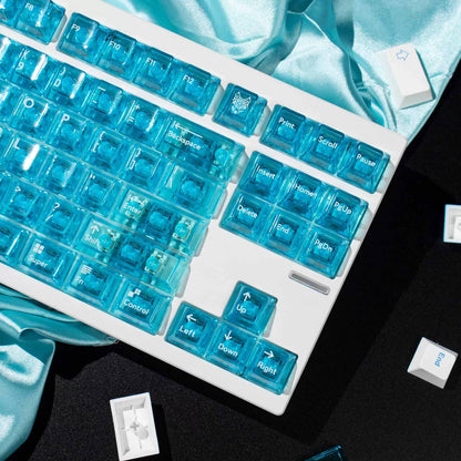 YMDK Hawaii Snow Mountain Full Set Keycaps 207 Keys PBT Dye Sub+PC Pad Printing Keycap Translucent key Caps Cherry Profile for Mechanical Keyboard