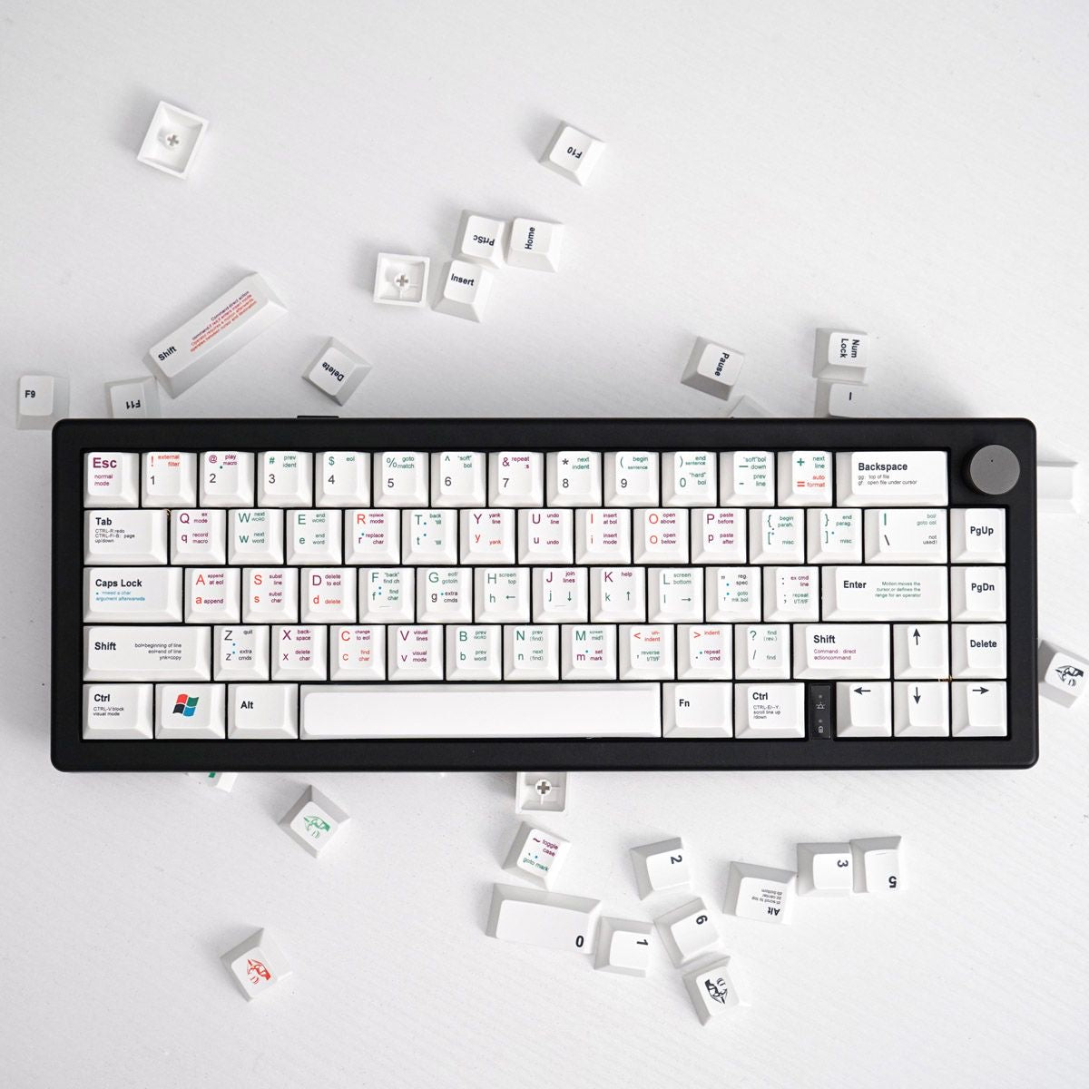 YMDK White Programmer Keycaps Full Set 139 Keys PBT Dye Sub Cherry Profile Keycaps Creative Novel Interesting Keycaps for 64/68/75 MX Key Mechanical Keyboard