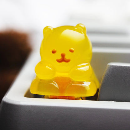 YMDK Gummy Bear Personalized Keycaps Cute Novel Decoration Translucent Resin Keycaps for Mechanical Keyboards