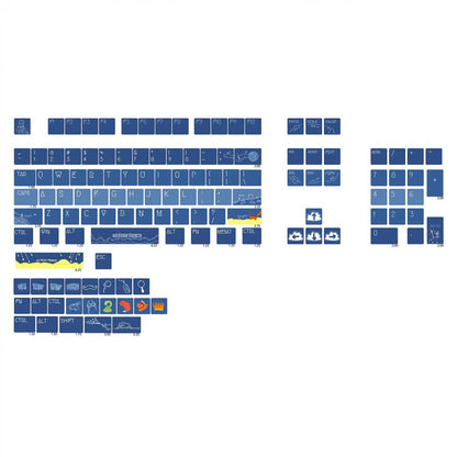 YMDK Little Prince Theme Keycaps Full Set 128 Keys PBT XDA Profile Dye Sub Keycap for MX Mechanical Keyboard