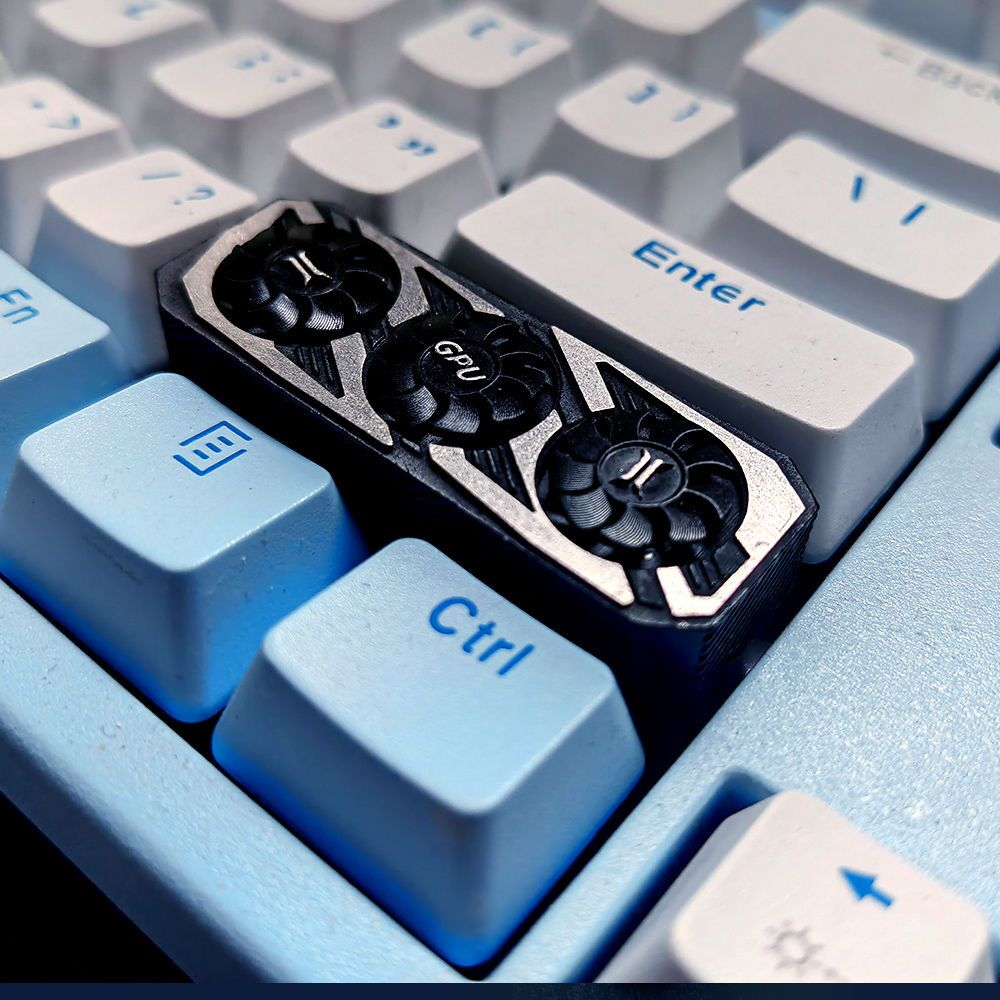 YMDK Fan Personality Keycap Shift Keys Imitation RTX3080Ti Graphics Card Rotatable Fan Keycap 3D Print Resin Keycap for Mechanical Keyboard