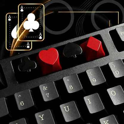 YMDK 4pcs Poker Suit Metal Keycaps, Matte Gold Electroplated Spade Heart Club Diamond Direction Arrow Key Keycaps for MX Mechanical Keyboards