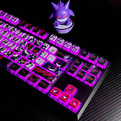 YMDK Gengar Cartoon Keycaps Translucent Full Set 125 keys PBT+PC Dye Sub Cool Custom Keycaps for MX Mechanical Keyboard