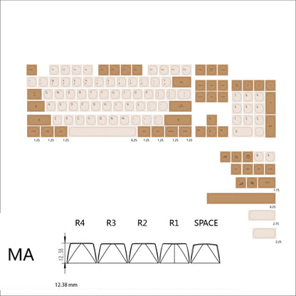 YMDK Tiramisu Theme Keycaps Cute Foodie Small Cake Pattern PBT Full Set 119 key Dye Sub Custom MA Profile for MX Mechanical Keyboard