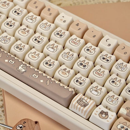 YMDK 132 keys Siamese Cat Theme MAO Profile Cat Head Pattern Dye Sub Cute PBT Keycaps for 61/68/87/98/104/108 MX Mechanical Keyboards