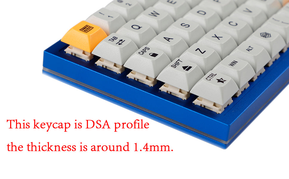 YMDK DSA Profile Gray Orange 107 Keycaps(Dye Sub PBT 1.4mm Thickness/Ortholinear XD75 ID75 Planck Preonic Niu40 Using)