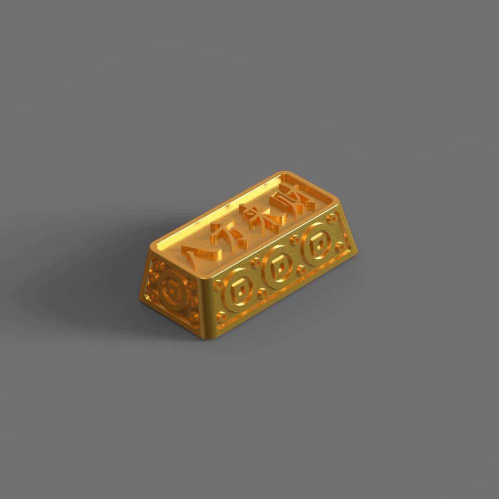 YMDK 1pcs Esc 1u Enter 2.25u Backspace 2u Gold Fortune Themed Personalized Electroplated Zinc Alloy Keycap for MX Mechanical Keyboard