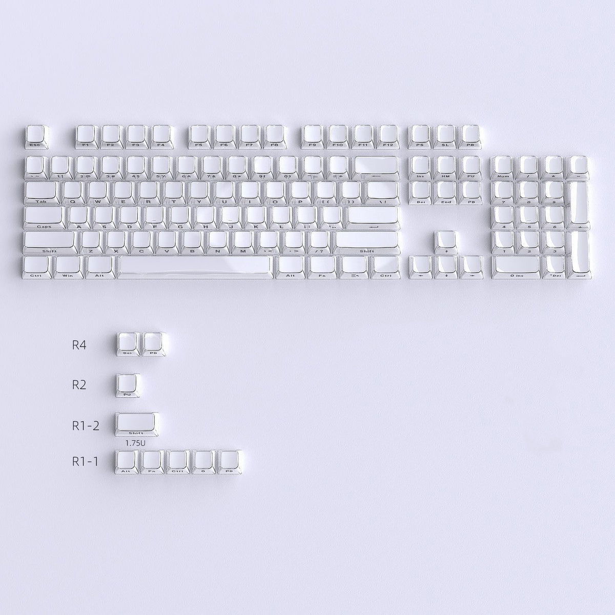 YMDK Crystal Jelly Pudding Keycaps 113 Keys Keycap OEM Profile PC Acrylic for 68/75/84/87/108 MX Mechanical Keyboards